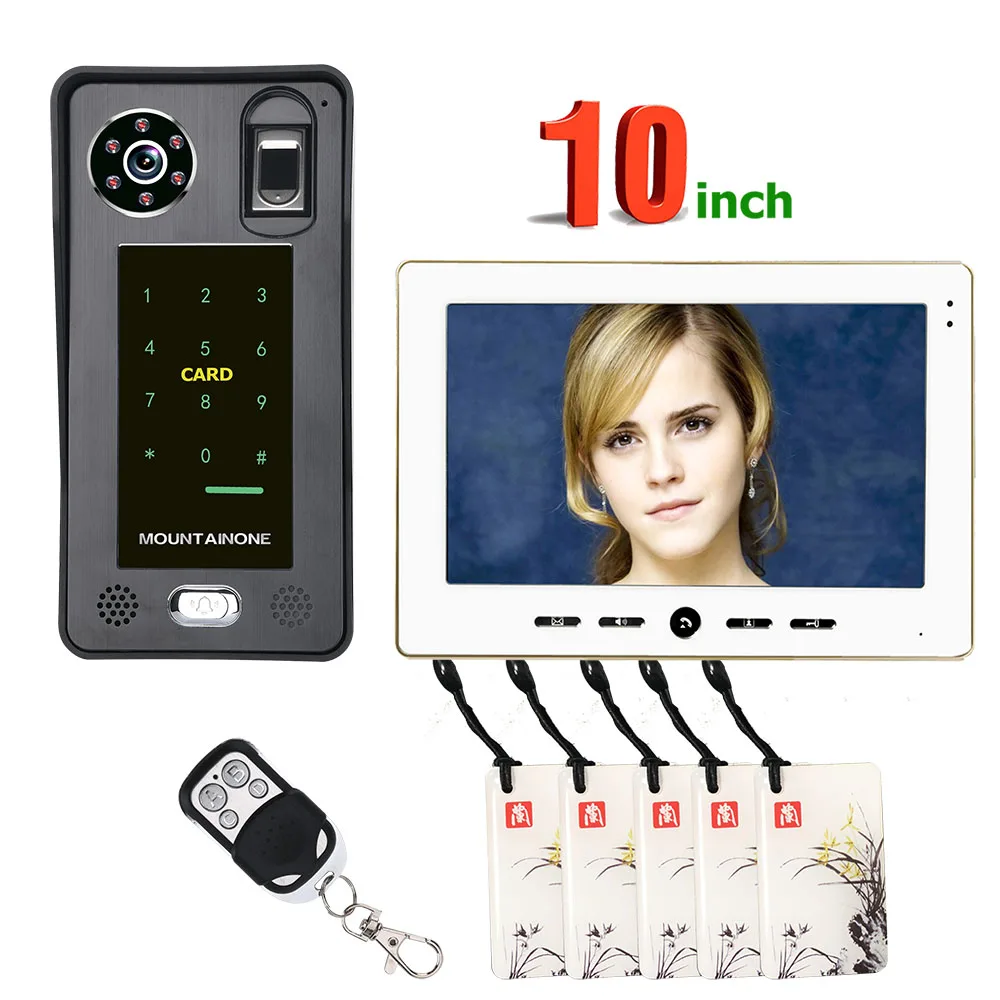 

10inch Fingerprint IC Card Video Door Phone Intercom Doorbell With Door Access Control System Night Vision Security CCTV Camera