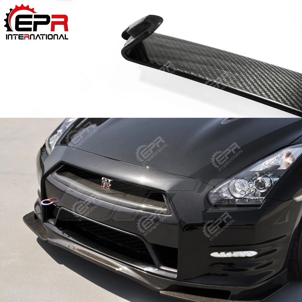 For Nissan R35 GTR 2012+ Carbon Fiber OEM Front Grille Trim GT-R Glossy Carbon Bumper Grill Mesh Tuning Part Body Kit R35