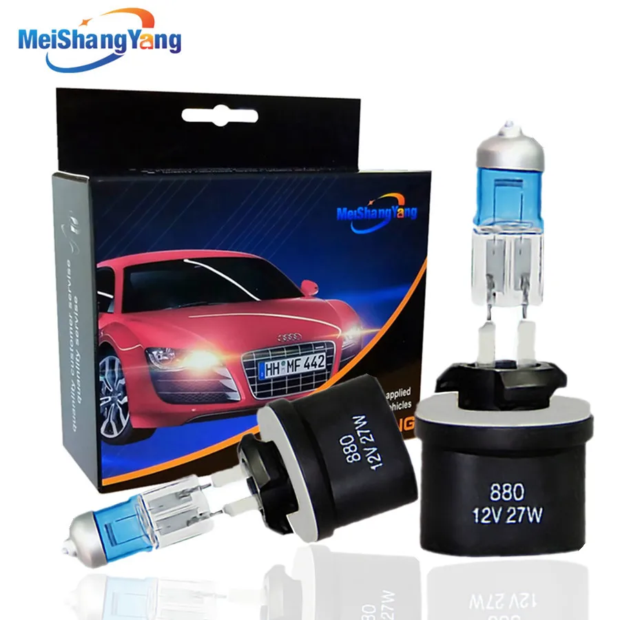 2pcs H27 880 881 Halogen Bulb 12v 27w H27W/1 H27W/2 Car Headlight Lamp White Yellow Auto Headlamp