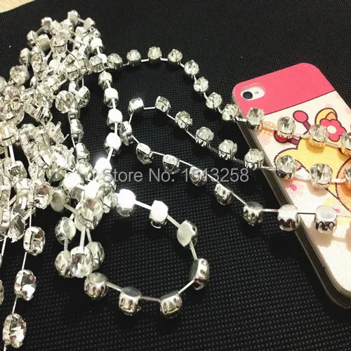 10yards 8mm SS38 Round Cup chain Crystal Clear Color 888 top shiny Dress crystal rhinestone cup chain,Sparse claw