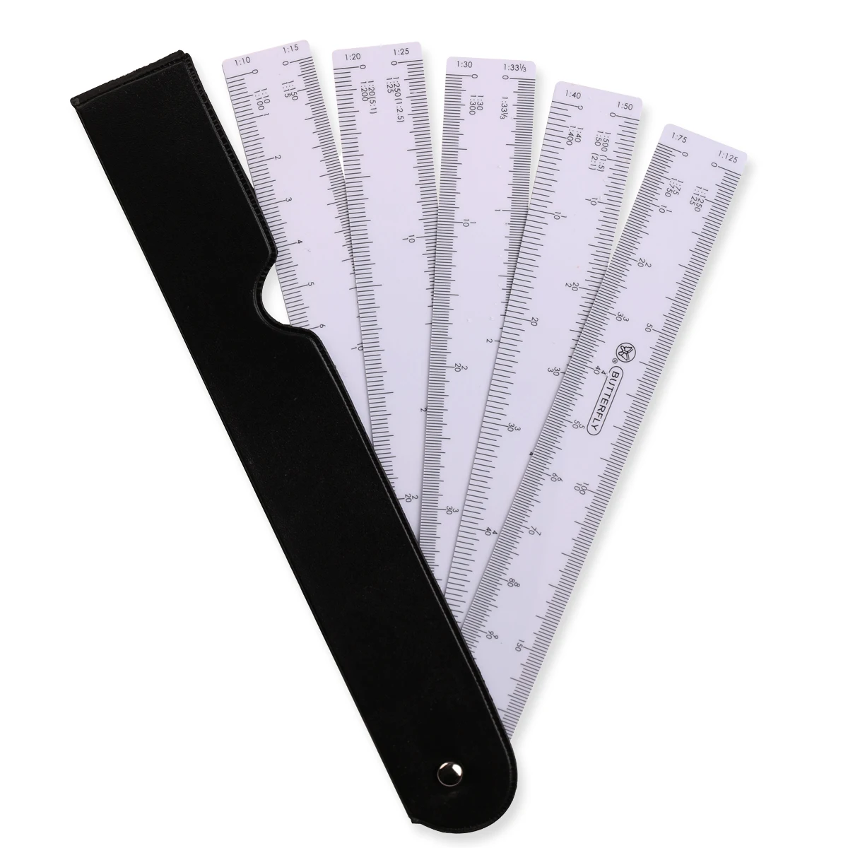 LifeMaster 2pcs/lot Butterfly Fan Shape Architects Scale Ruler For Graphics Design Multi Ratio Measure Scale