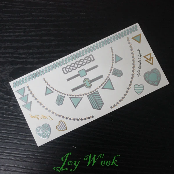 Waterproof Temporary Tattoo Sticker gold metallic tattoo leaf necklace tatto stickers flash tatoo fake tattoos for girl