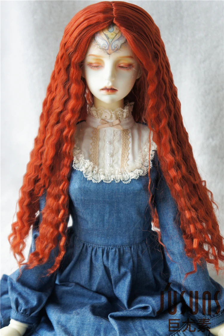 Free Shipping Popular Soft JD118 1/3 SD BJD Synthetic Mohair Wigs  Size 8-9inch Wholesale Long Corn Curly Doll Hair