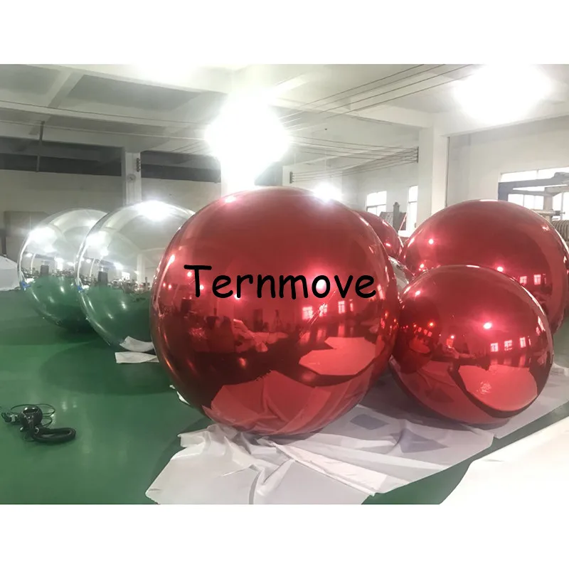 green Inflatable Mirror Ball For Stage Round Reflective Ball For Exhibition party shopping mall hall christmas Events Decoration