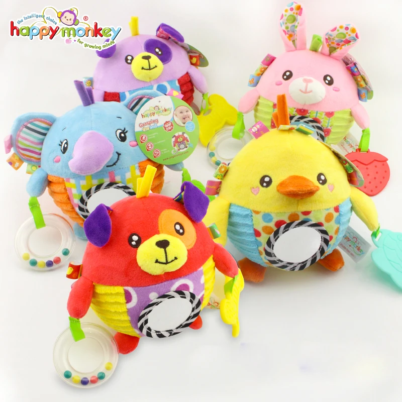 

5 types Baby Rattle Teether Baby Crib Hanging Toys Newborn Animal Soft Plush Toys Stroller Playing Toy Car Lathe Hanging