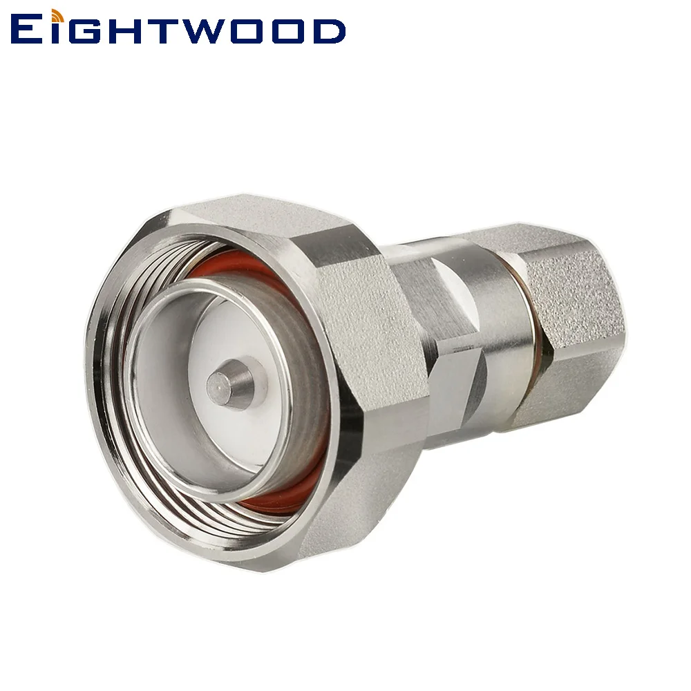 Eightwood 7/16 Din Male RF Coaxial Connector Adapter Crimp Corrugated Copper 1/2'' Cable for Antenna System Wireless Satellite