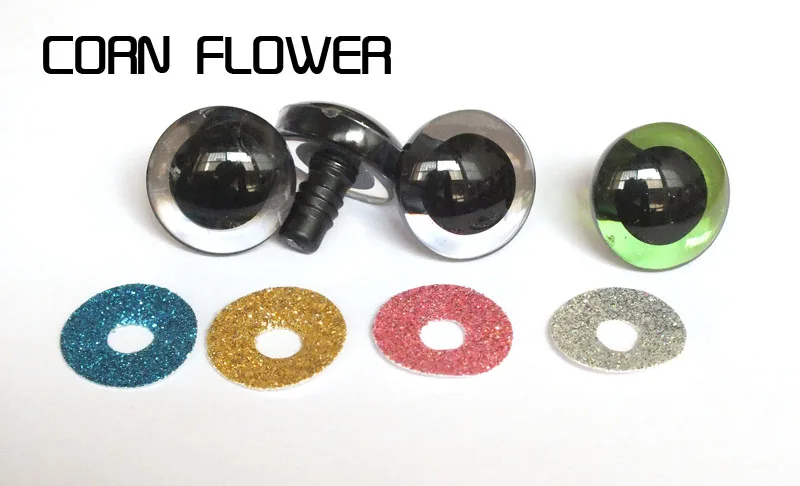 16-25mm Plastic Clear Safety Toy Eyes + Glitter Nonwovens For Diy Doll Materials-8 Color Can Choose