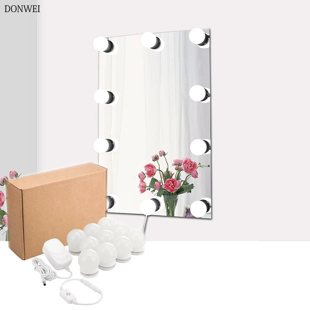 DONWEI 5W LED Makeup Mirror Light Dimmable Night Light 10 Pcs Bulbs Bright Wall Lights for Make-up Room Bedroom Bathroom