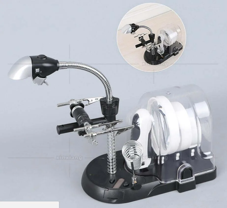 

2X 5X 16X 3pcs Lens LED Illuminated Desttop Table Lamp Light Handheld Magnifier Magnifying Glass Reading Watch Cellphone Repair