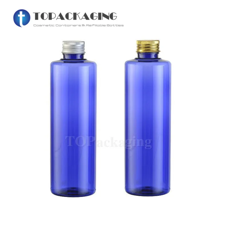 

20PCS-250ML Aluminum Screw Cap Bottle,Blue Plastic Cosmetic Container,Sample Serum Sub-bottling,Empty Shampoo Bottle,Flat Type