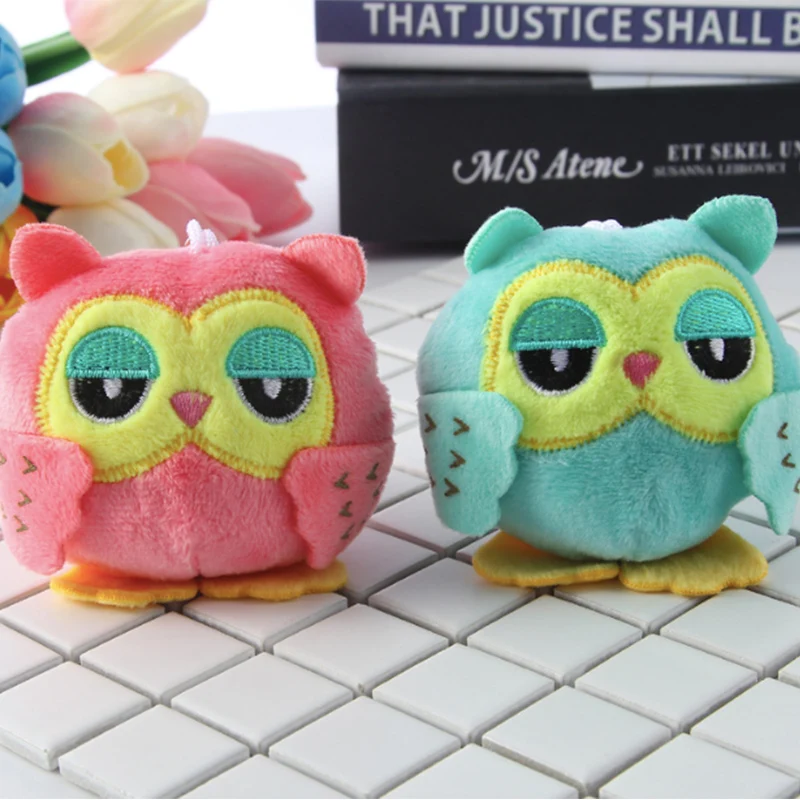 Wholesale 40pcs/lot 8CM Cute Owl Plush Toys Pendants Stuffed Animal Plush keyring  Key Chain dolls gifts