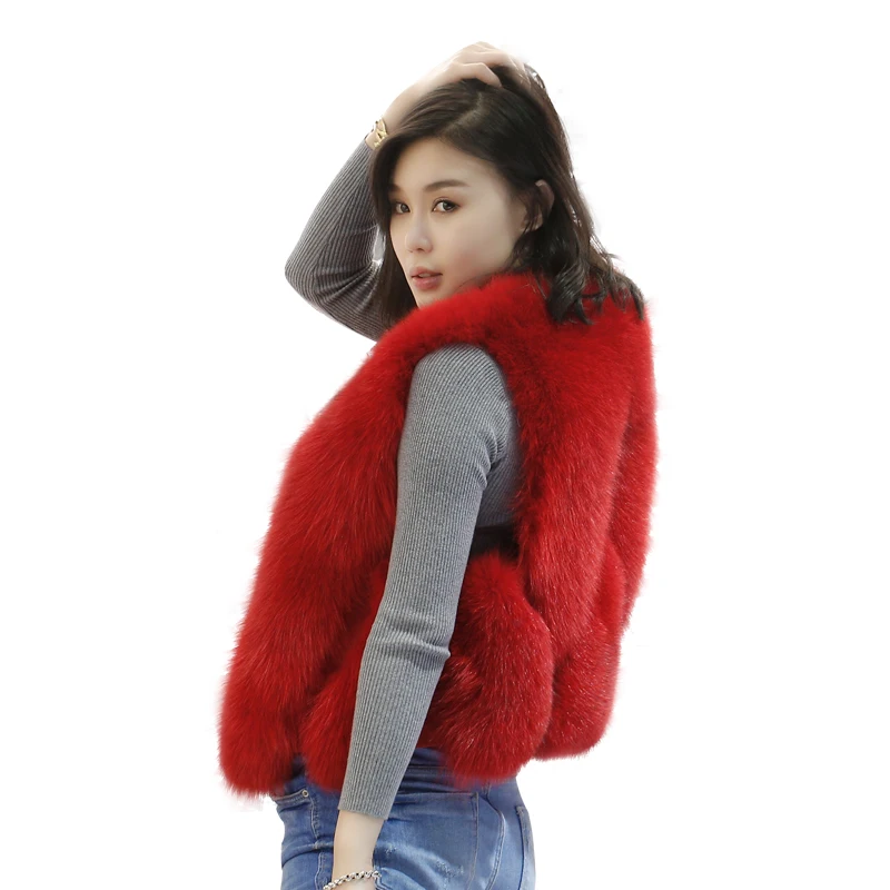 

New Winter Genuine Fox Fur Vest Women's Full Pelt Gilet Warm Luxury Natural Fox Fur Waistcoat