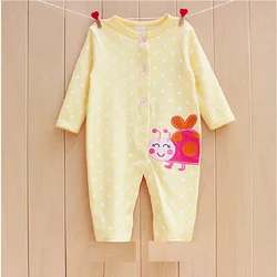 204 2Spring Ladybird jumpsuit White Dot Baby Girl Clothes Cotton Yellow Newborn Bowknot Romper Infant Fashion Costumes