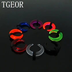 New 1 pair mixed 6 gauges mixed clear colors horseshoe ear expander acrylic piercing ear taper free shipping