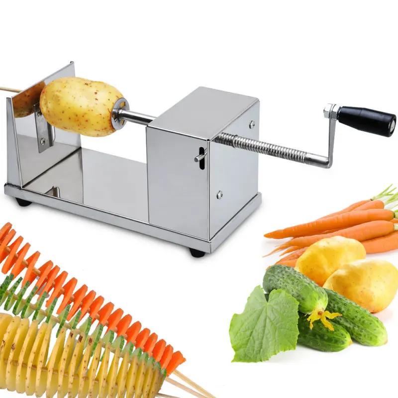 

New Kitchenware Rotating Tower Cut Potato Crisps Machine Gold Hand Crane