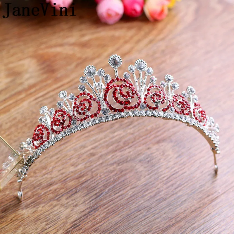 JaneVini Fashion Jewelry Crystal Bride Tiaras Rhinestones Wedding Crowns Metal Headband Bridal Party Hairbands Woman Accesoires