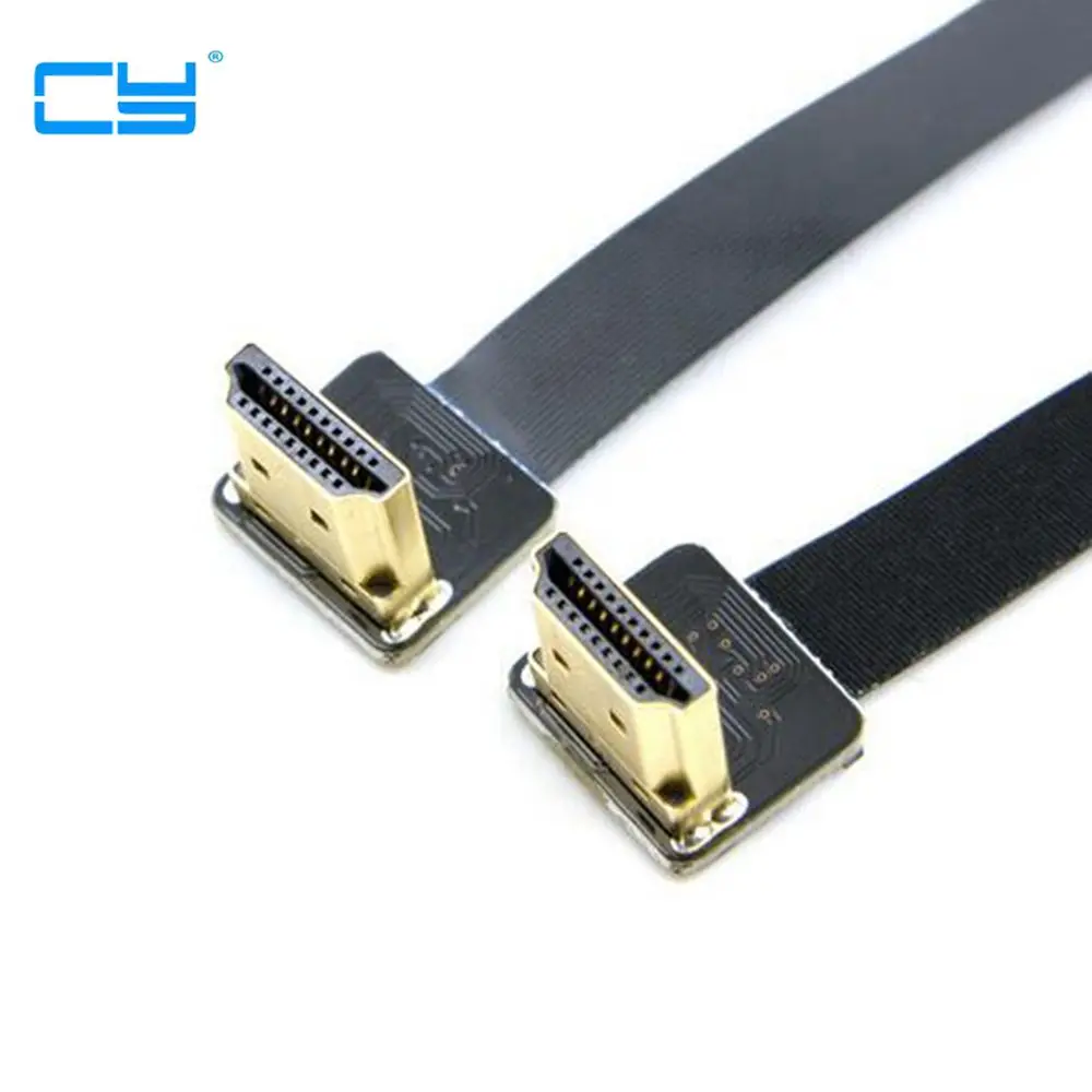 0.2M FPV Up Angled 90 Degree HD-compatible Male to Male HDTV FPC Flat Cable for Multicopter Aerial Photography 10CM 50CM