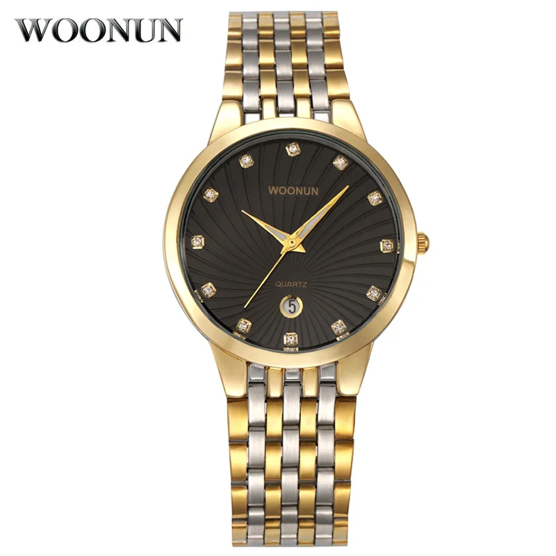 WOONUN orologi da uomo Top Brand Luxury Quartz Diamond orologi da uomo orologio da uomo in oro acciaio inossidabile Ultra sottile Relogio Masculino