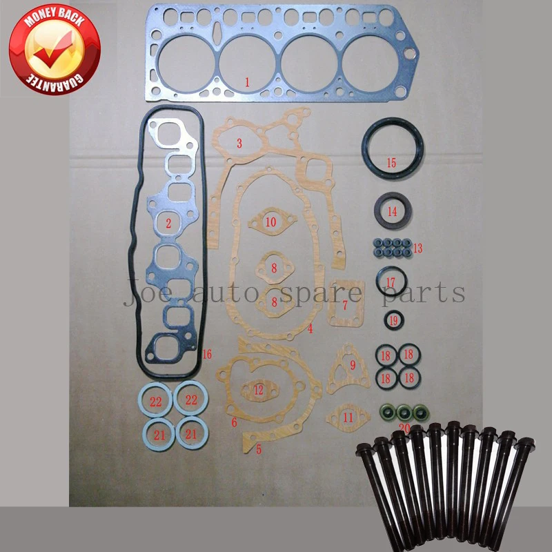 

4Y 4YEC complete Full gasket set kit cylinder head bolt for Toyota Hilux/Liteace/DYNA 200/Stout 2237cc 2.2L 1988-2001 50126000