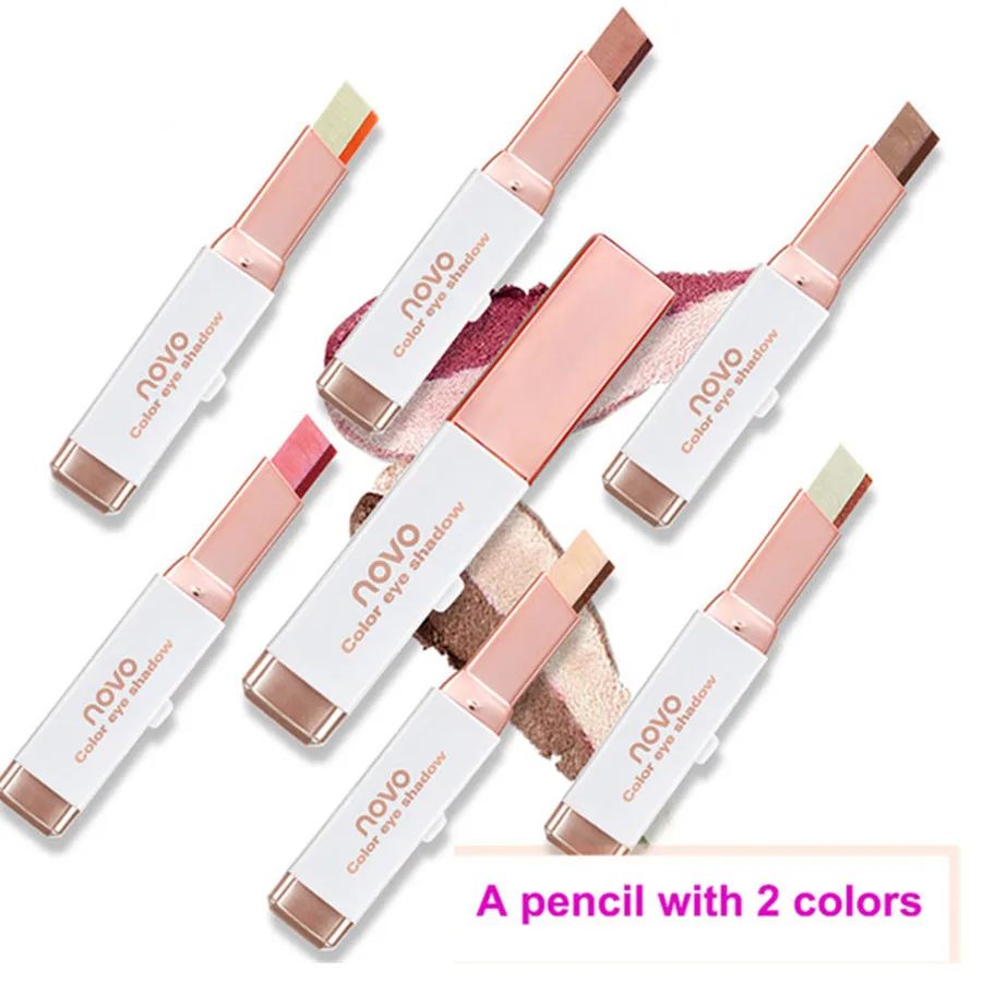 

Brand Double Color Eye Shadow Stick Shimmer Matte Stereoscopic Eye Makeup Cosmetic Waterproof Eyeshadow Pen 6Colors for Choice