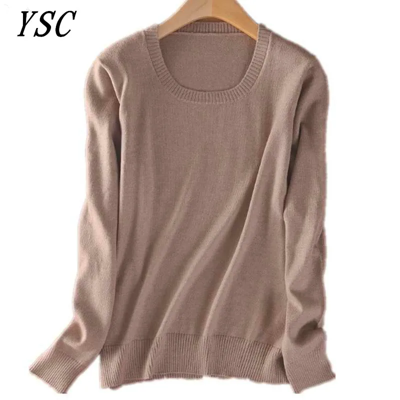 YSC-suéter de cuello redondo de Cachemira para mujer, Jersey de punto de manga larga, color liso, estilo clásico, gran oferta, S-XXXL