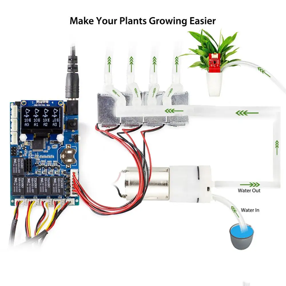 Elecrow-Kit de riego automático para plantas, Sensor de humedad del suelo para Arduino, bricolaje, jardinería, autorriego, Kit de enfriamiento de