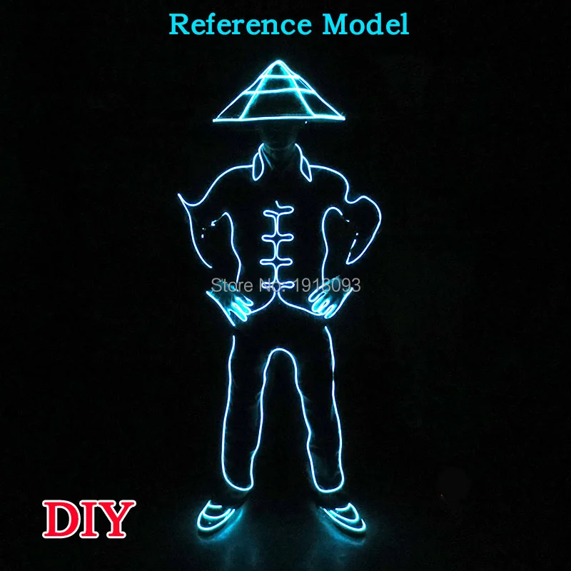 New style Holiday Party Decoration Supplies EL Wire Suit DIY Lights Cloth Men Dance Clothes For Party Decor