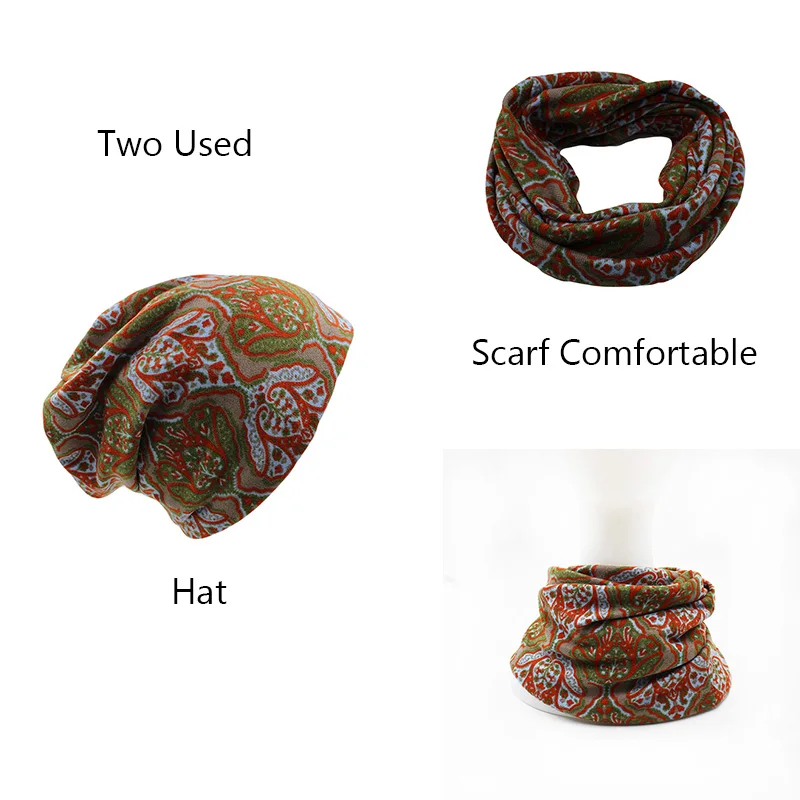 New Casual Adult Women Hat Scarf Comfortable Girl\'s Autumn Skullies & Beanies Fashion Floral Warm Cap Bonnet