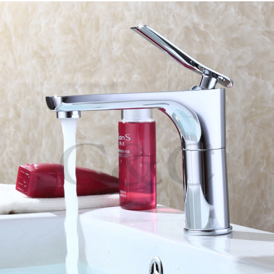 Modern Bathroom Products Chrome Finish Hot and Cold Water Basin Faucet Mixer,Single Handle Water Tap 5101