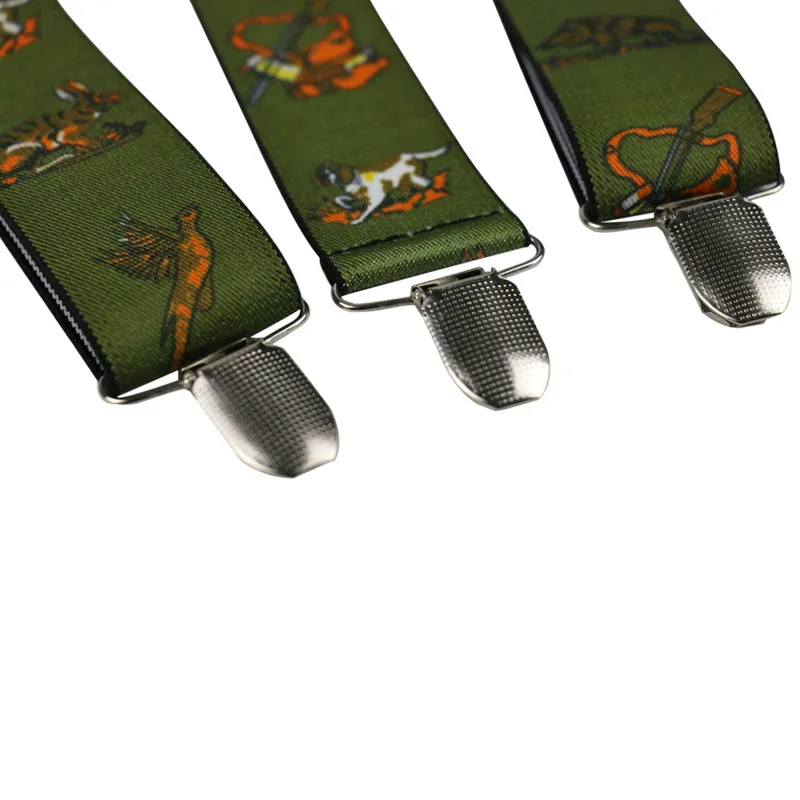 New Vintage  Men Womens Adjustable 3.5cm Wide Heavy Duty Y-Back Hunters Animals Suspenders