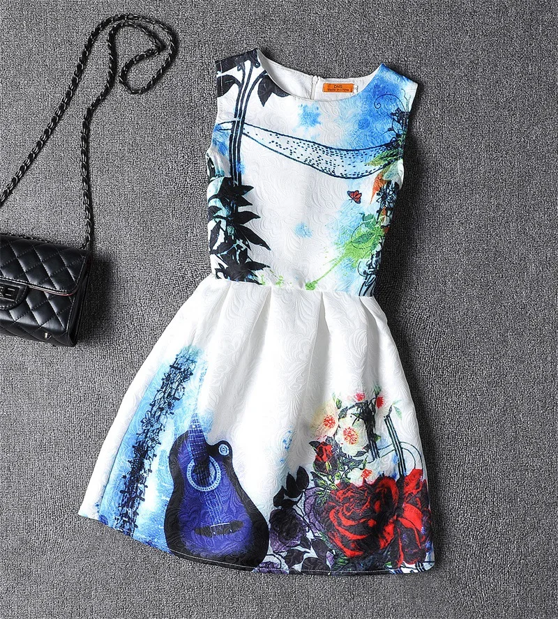 1PCS guitar sex Dress Fashion Lady Women Summer Casual Sleeveless Evening Party Beach Dress Short Mini Dress Dresses