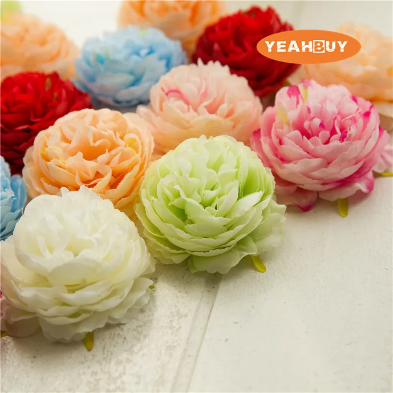 

8CM 10pcs Artificial Silk Vintage Retro Peony Flower Head Bud For Diy Wedding Arch Wall Apparel Headwear Decorative Accessory