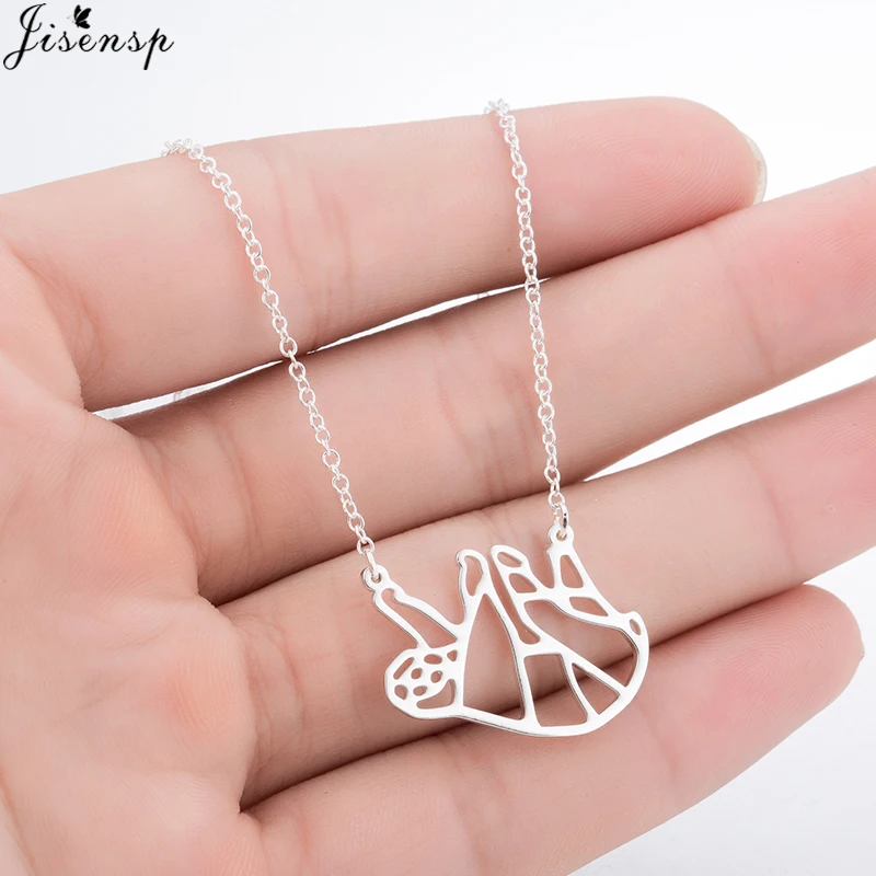 Jisensp Charm Fashion Necklaces for Women Cute Origami Sloth Necklace Everyday Jewelry Animal Pendant Necklace Party Gift