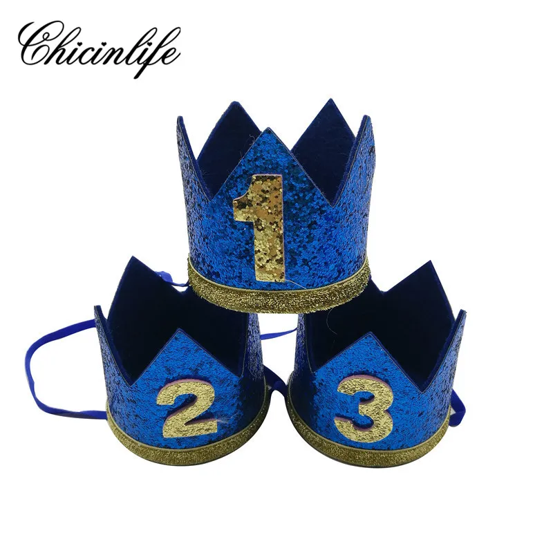 1Pcs Baby Boy 1 2 3 4 5 6 Birthday Headband Crown Hairband Baby Shower Hat Photo Prop kids 1st Birthday party Decoration