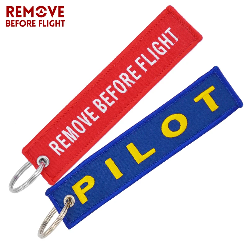 Keychain Car Pilot Remove Before Flight New Jewelry Embroidery Pendant Chaveiro Key Cover Keyring For Aviation Gifts 2PCS/lot