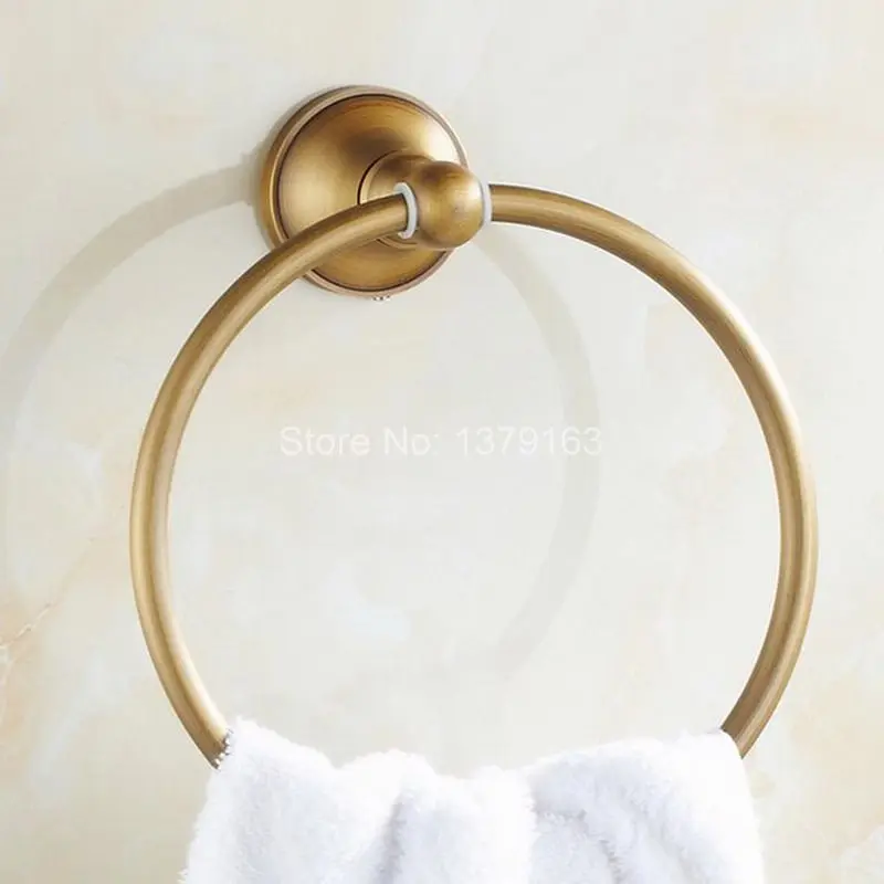 NEW Bathroom Accessory Wall Mounted Antique Bronze Brass Single Circle Towel Ring Towel Rack Holder aba130