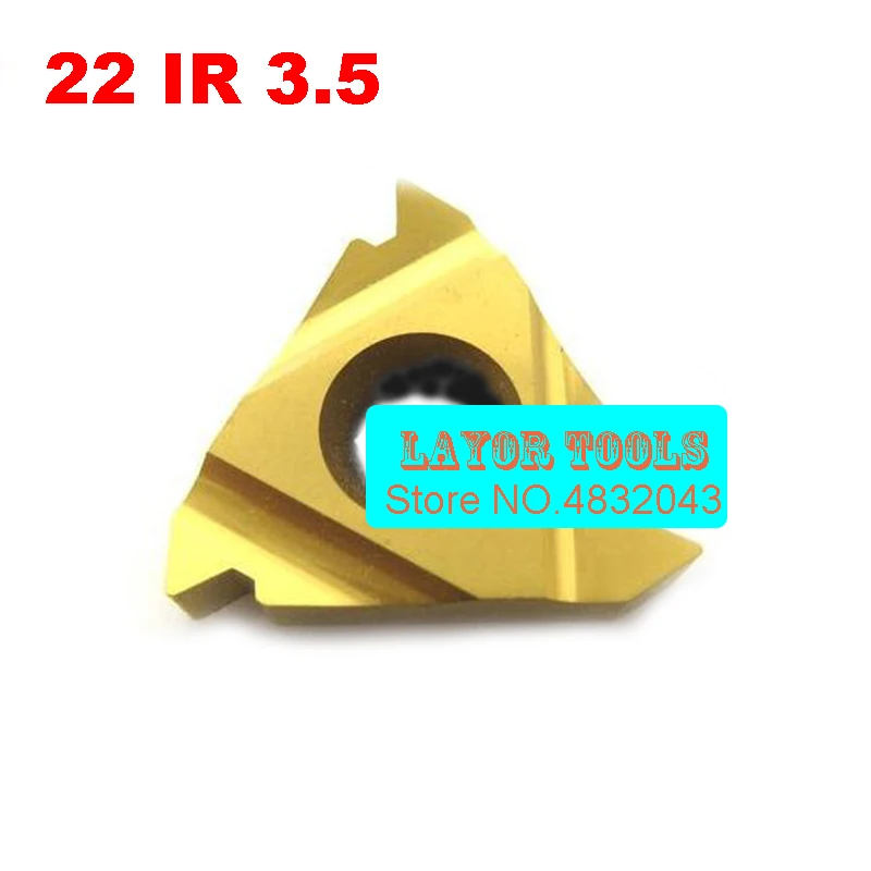 

22 IR 3 5 ISO ,threaded turning Insert,Pvd YELLOW Coating General Type partial profile 60 degree Cutting Steel,PITCH 3.5