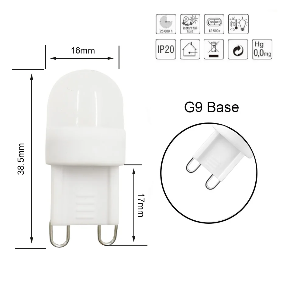 Mini 220V LED Bulb 110V 1.5W SMD3030 G9 Ceramic Lamp For Chandelier Lighting Ceiling Lights Replace Halogen Light