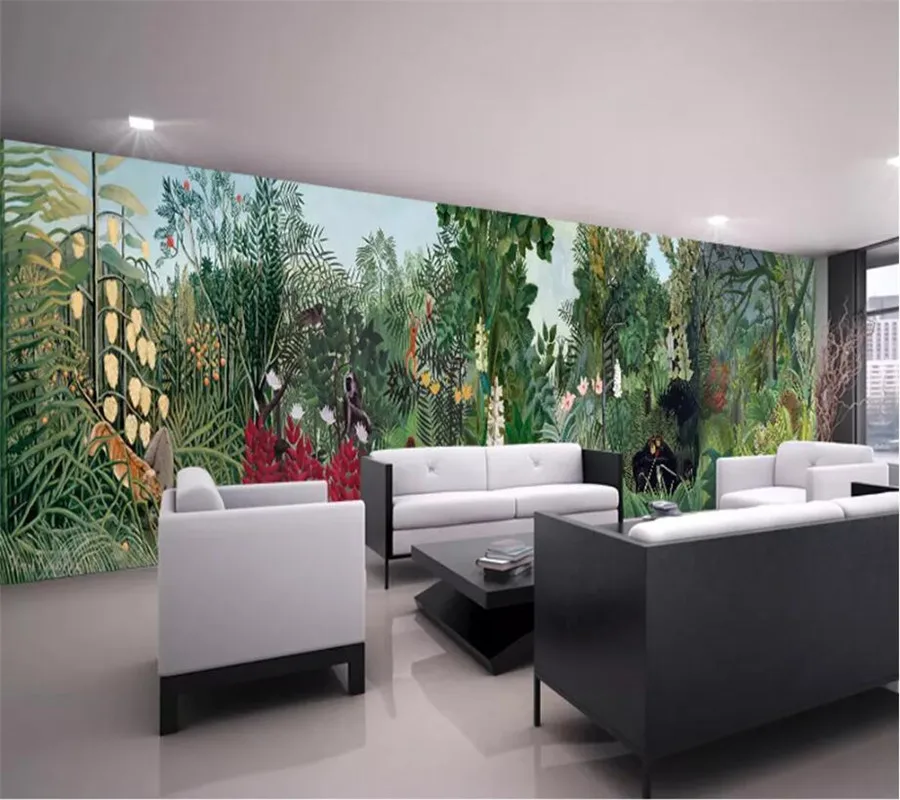 beibehang custom mural 3d photo wallpaper European retro giant hand-painted rainforest pastoral decorative painting wall paper