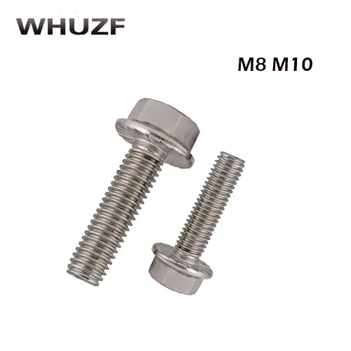 10pcs/20pcs/lot GB5787 Flange bolt M8 M10 M12*L 304 Stainless steel Flange screws outer six angle bolt