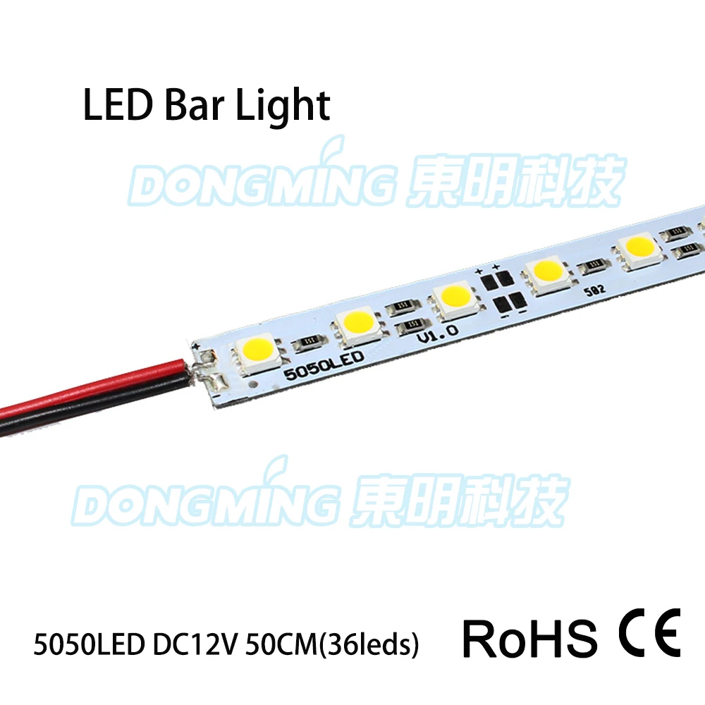 

100pcs 0.5m 5050 LED 36LEDs/50CM Super Bright rigid Hard Light DC 12V non waterproof White Warm White Cabinet Led Bar Strip