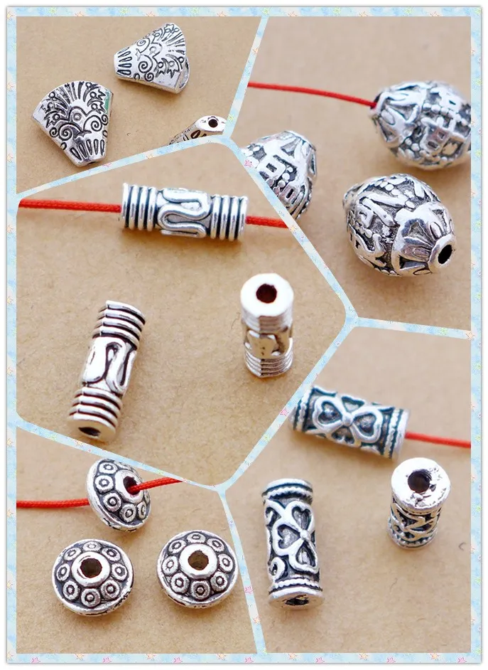 alloy antique silver cap/straight pipe tube bead/charm pendant diy free shipping 20/100/200pcs/lot 5styles top quality