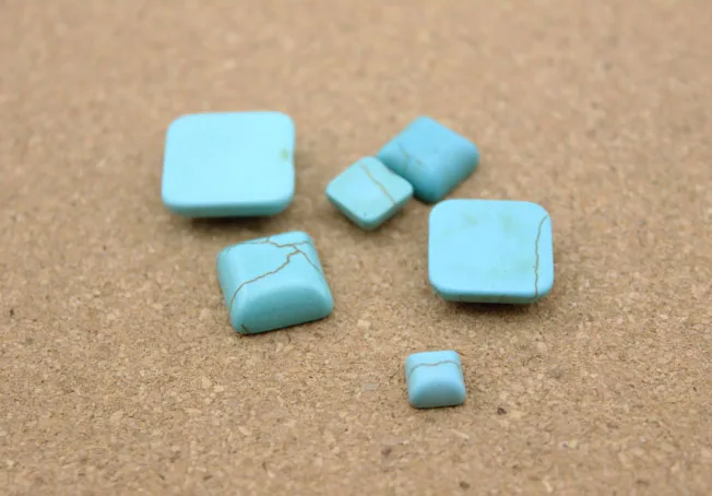 DC 10pcs/lot Natural Stone Square Shape Blue Stripe Turquoise Cabochon For DIY Jewelry Making Bracelet Accessories