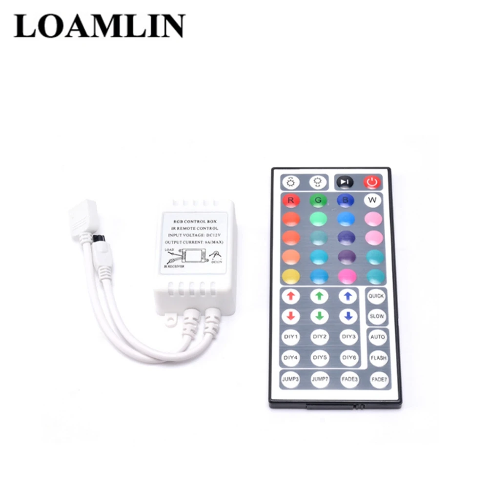 RGB IR Remote Control 44 Key DC12V Dual Connector Output Infrared Controller Suitable For SMD 5050 2835 RGB LED Strip