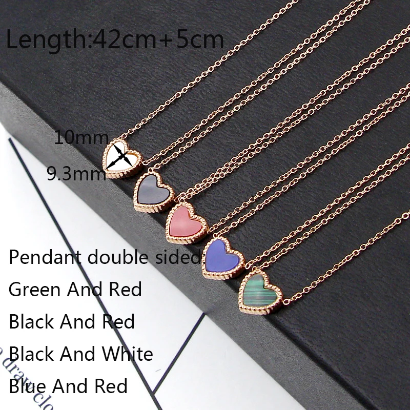Classic Double Sided Design Exquisite Lace Heart Shell Necklace Pendant Stainless Steel Rose Gold Color Love Necklace For Women