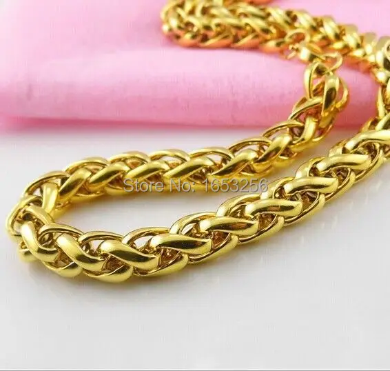 6mm wide 32'' Lenght  Bling Jewelry Stainless Steel Gold  fashion Chain Link Necklaces For Men's XMAS GIFTS