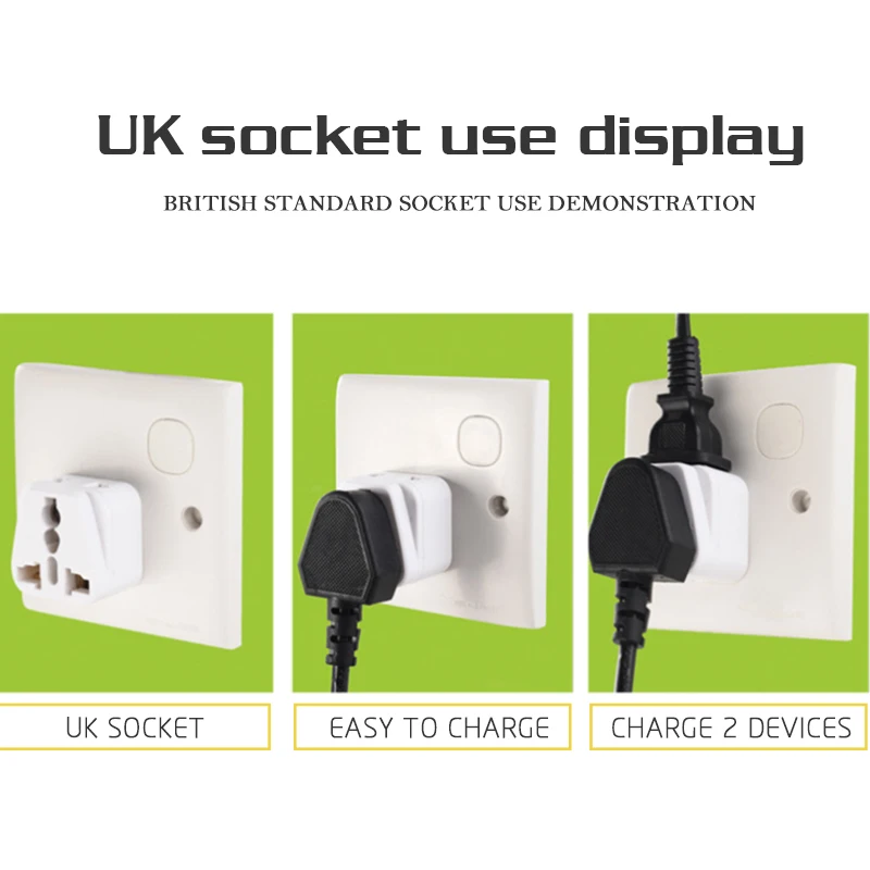 1PC Universal EU US AU to UK 3 Pin AC Power Socket Plug Travel Wall Charger Outlet Adapter Converter Connector UK plug White