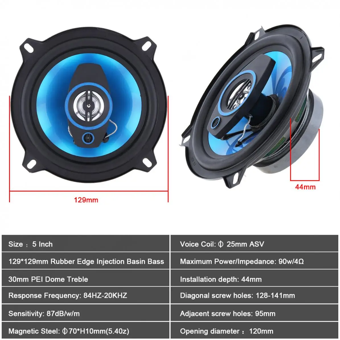 2pcs 12V 5 Inch 400W 2 Way Car Coaxial Auto Audio Music Stereo Full Range Frequency Hifi Speakers Non-destructive Installation