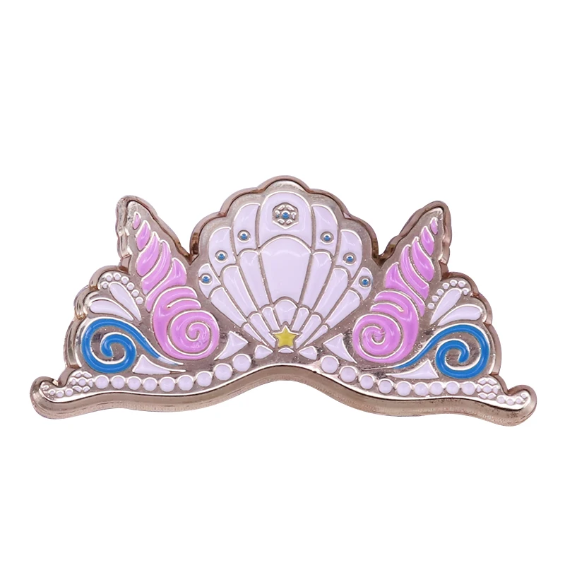 Mermaid Crown Enamel Pin Pastel Shell เข็มกลัดที่สวยงามของขวัญยูนิคอร์นของเด็กผู้หญิง Party Favor