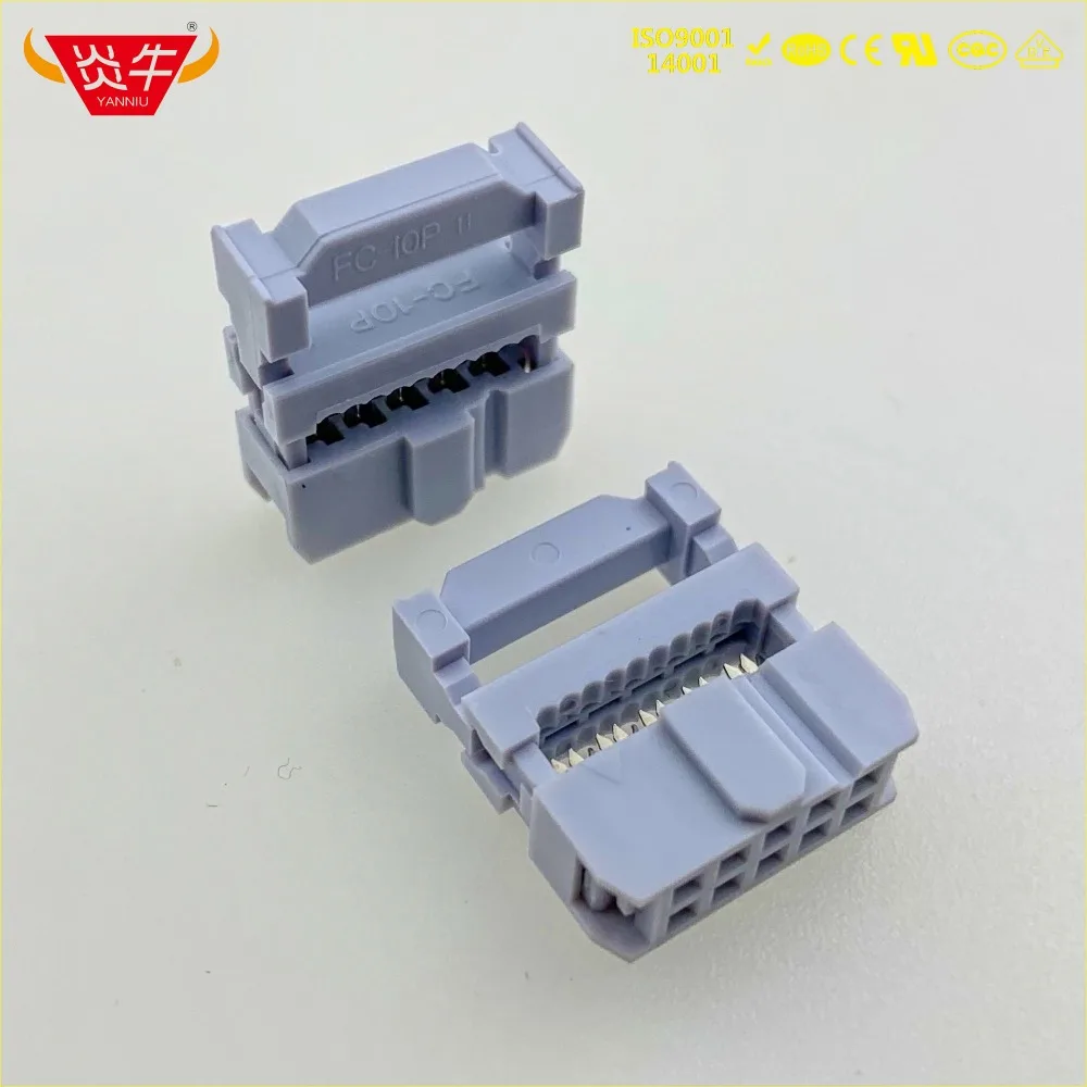 50Pcs FC-10P Female 2.54mm PITCH 10PIN IDC SOCKET CONNECTORS ISP JTAG HEADER FOR FLAT RIBBON CABLE SAMPLE NEXTRON YANNIU